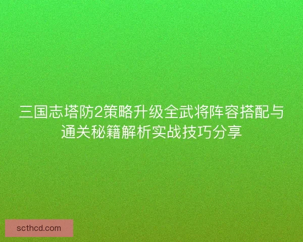 三国志塔防2策略升级全武将阵容搭配与通关秘籍解析实战技巧分享